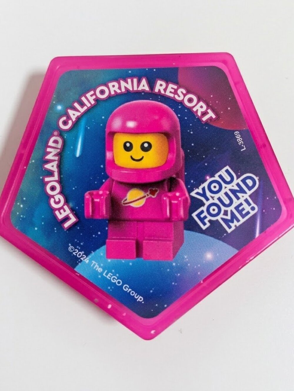 Legoland California Space Baby Pop Badge Collectible Rare Lego Pink
